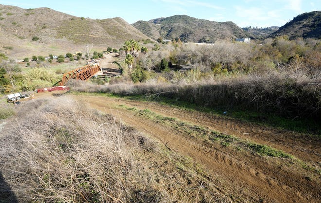 The Conejo Canyons Bridge, seen from the Thousand Oaks side, is being built across the Arroyo Conejo creek on Thursday, Dec. 28, 2023.